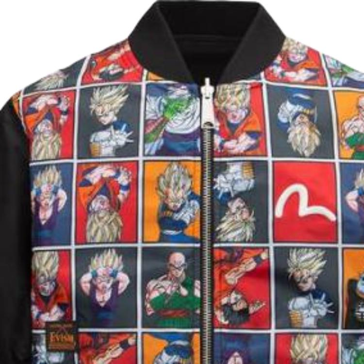 Evisu × Dragon Ball Z Collaboration Reversible Cartoon Jacket Unisex jackets Black 2EADRM1JK701XXNX