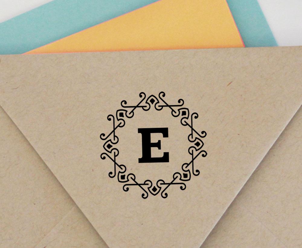 Printtoo Alphabet E Monogram Octagon Celtic Swirl Frame Self Inking Rubber Stamp Office