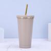 In Stock 304 Stainless Steel Straw Cup with Gold Rim - Portable Outdoor Thermos for Car Use