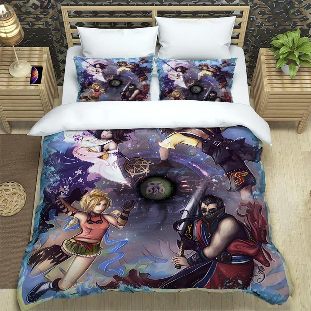 Final Fantasy Print Three Piece Bedding Set Fashion Article Children or Adults for Beds Quilt Cover Pillowcases Bedding Set Gift