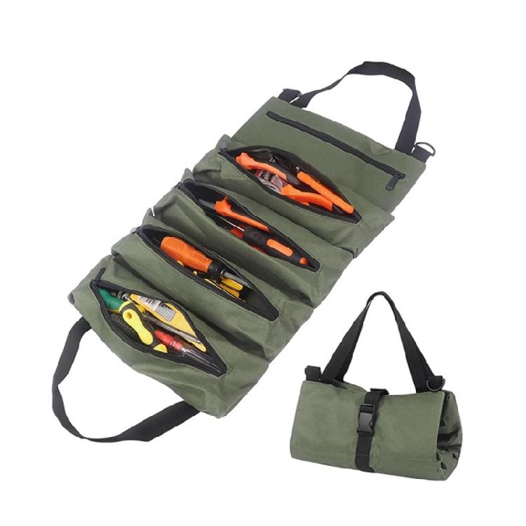 Tool Bag Organizer Small Tool Bag With Detachable Pouch , Heavy Duty Roll Up Bag