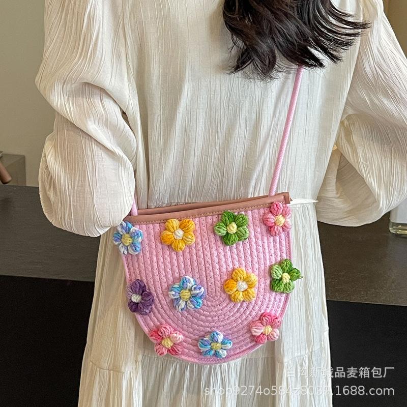 This Year's Popular Small Fresh Embroidery Woven Small Bag Women's 2025 New Trendy Foreign Shoulder Bag Crossbody Bag
