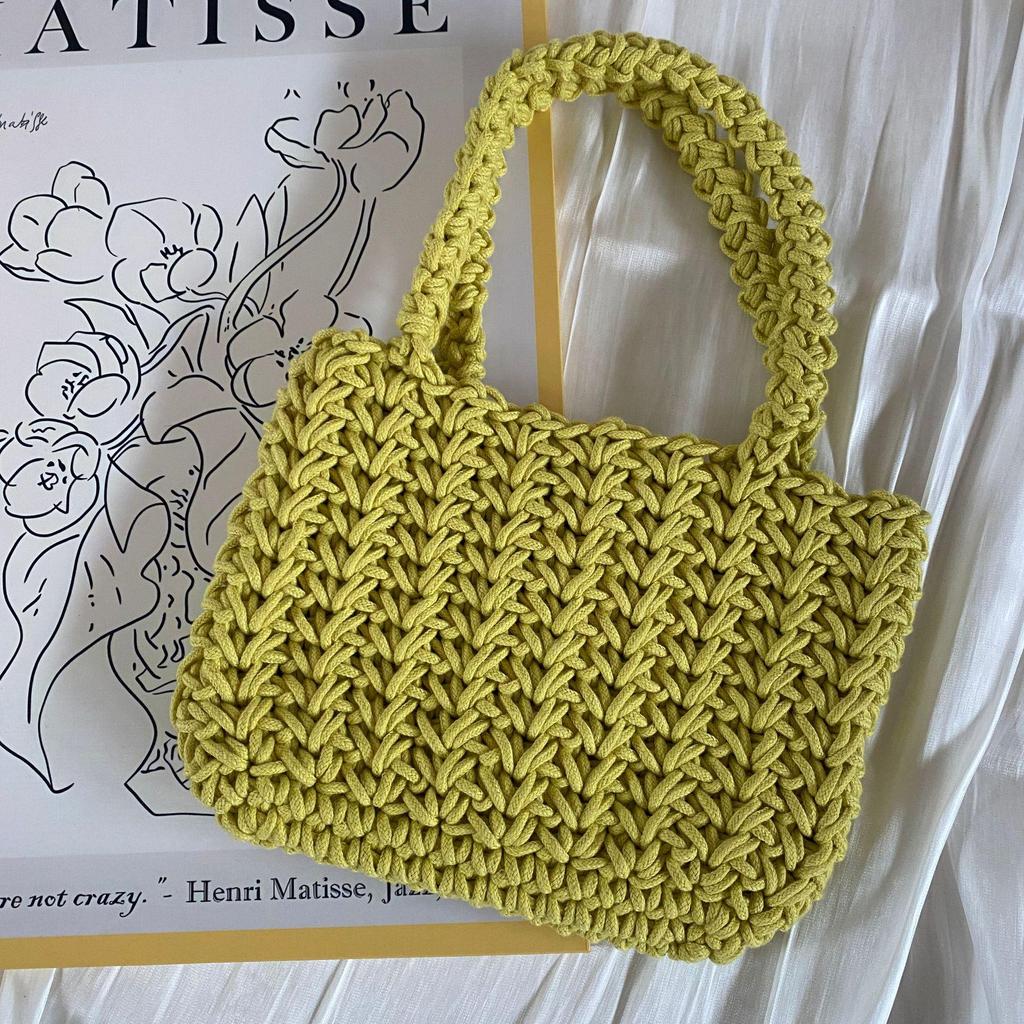 Handmade Straw Woven Women's Handbag - Trendy Ladies Net Red Bag