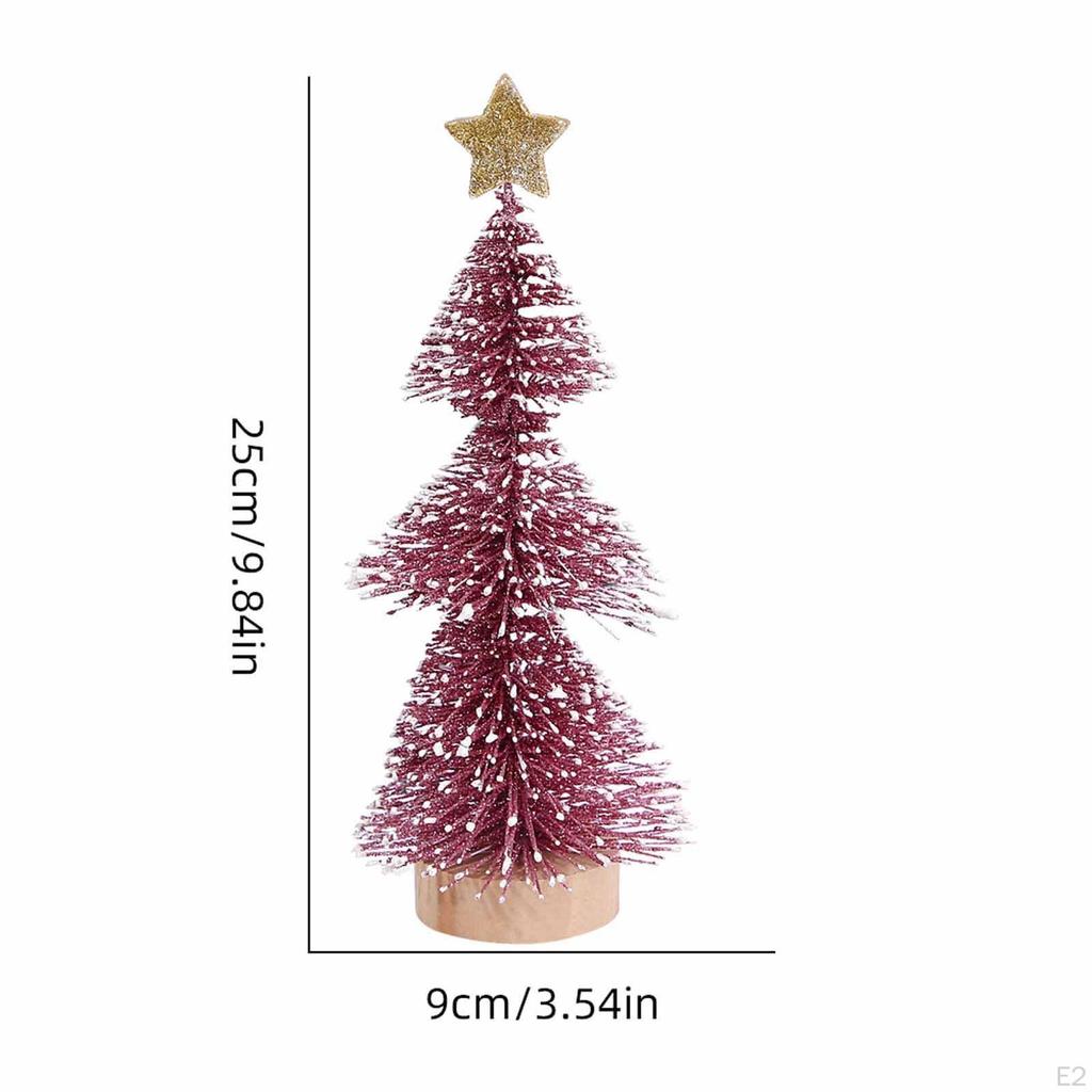 25cm Miniature Christmas Tree on Wood Base, Ideal for Table Decorations
