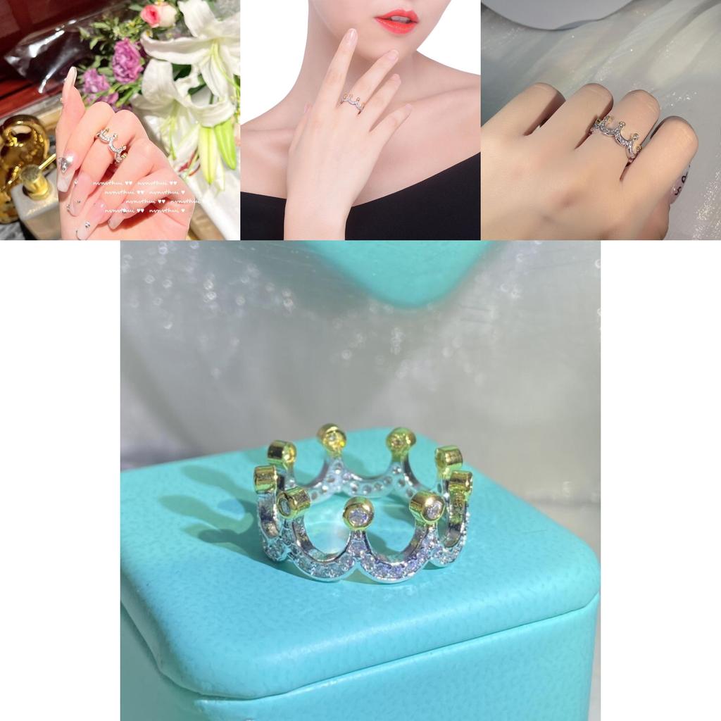 Bague pour femme au design élégant de couronne avec laiton durable et acier inoxydable de couleur argentée idéale pour les occasions spéciales et les cadeaux