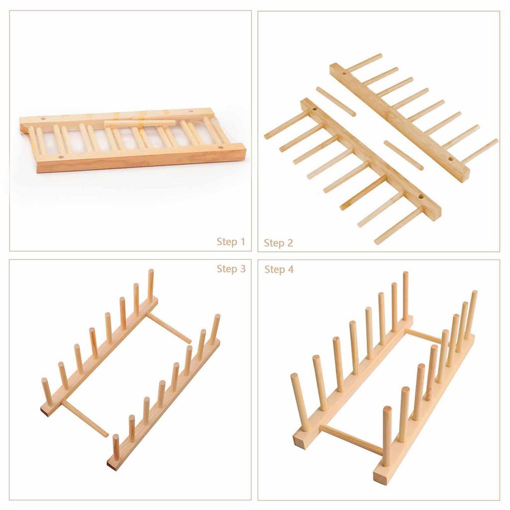 2025 DIY Locker Bamboo Drain Rack Wooden Plate Rack Dish Rack Kitchen Organizer for Plates/Cutting Boards/Plates/Cups/Pot Lid