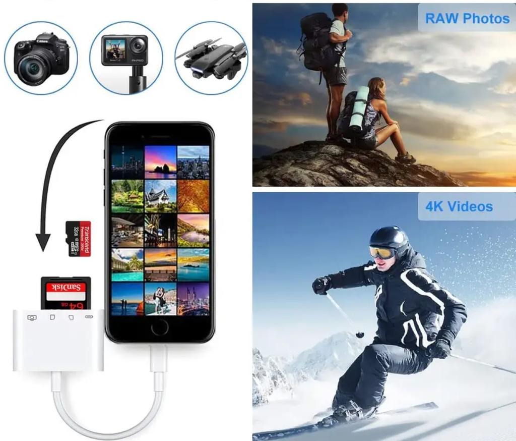 Lightning Adapter SD MicroSD Card Reader USB 3.0