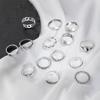 Elegant and Versatile Fashion Retro Tai Chi Ring 14-piece Hollow Engraved Ring Heart-shaped Simple Ring Popular Female Jewelry
