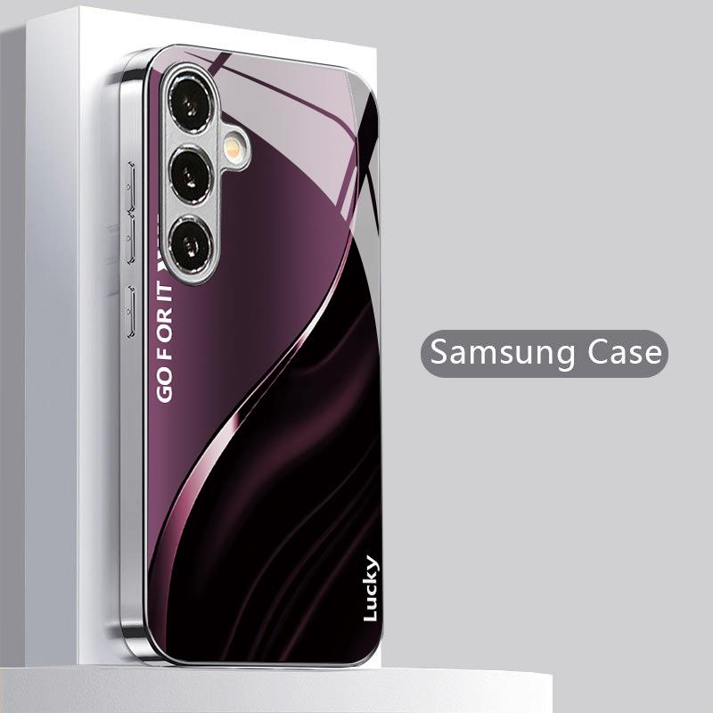 Dark Purple Flowing Light Pattern 2D Phone Case for Samsung S26 S25 S24 S23 S22 S21 S20 A56 A36 A16 - Glass Protective Cover