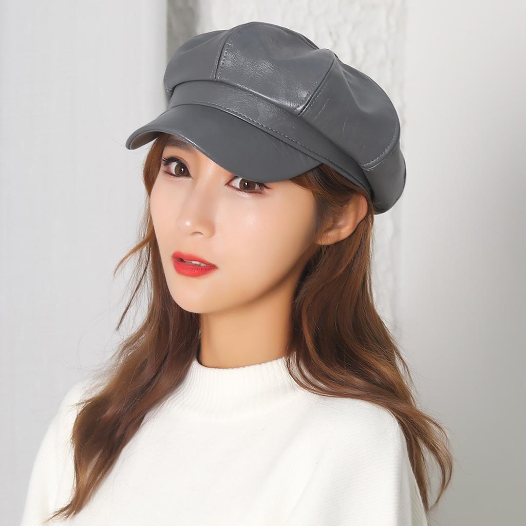 Kvinners Beret Skinn Solid Farge Allsidig Painter Hat Vår åttekantet Hat