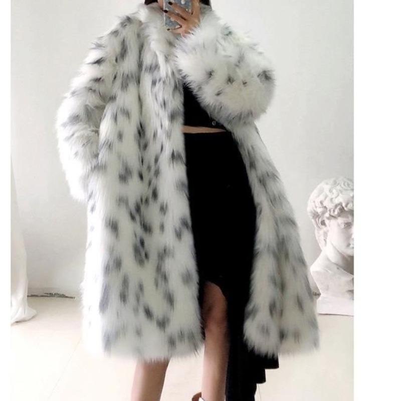 Imitation fur coat women's imitation fox fur coat winter new long hair medium and long winter clothing thickened