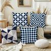 Navy White Pattern Pillow Covers, Circle Diamond Triangle Throw Pillow Cases, Minimalist Home Decor For Sofa Bed, No Insert