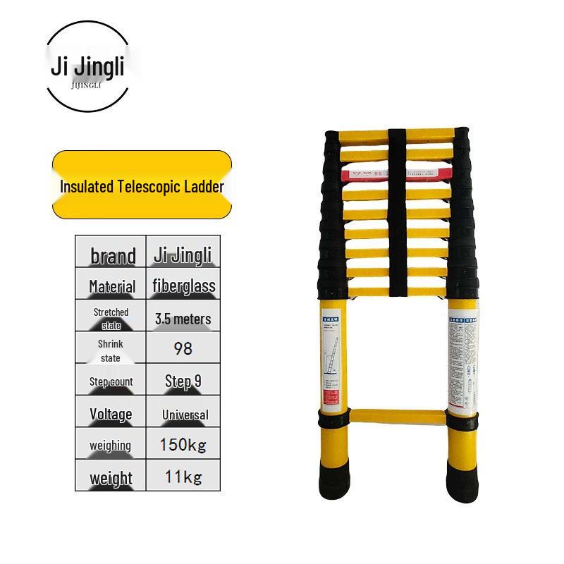 Fiberglass Insulated Telescopic Safety Ladder for High Voltage Electricians - Portable Bamboo Joint Extension Ladder