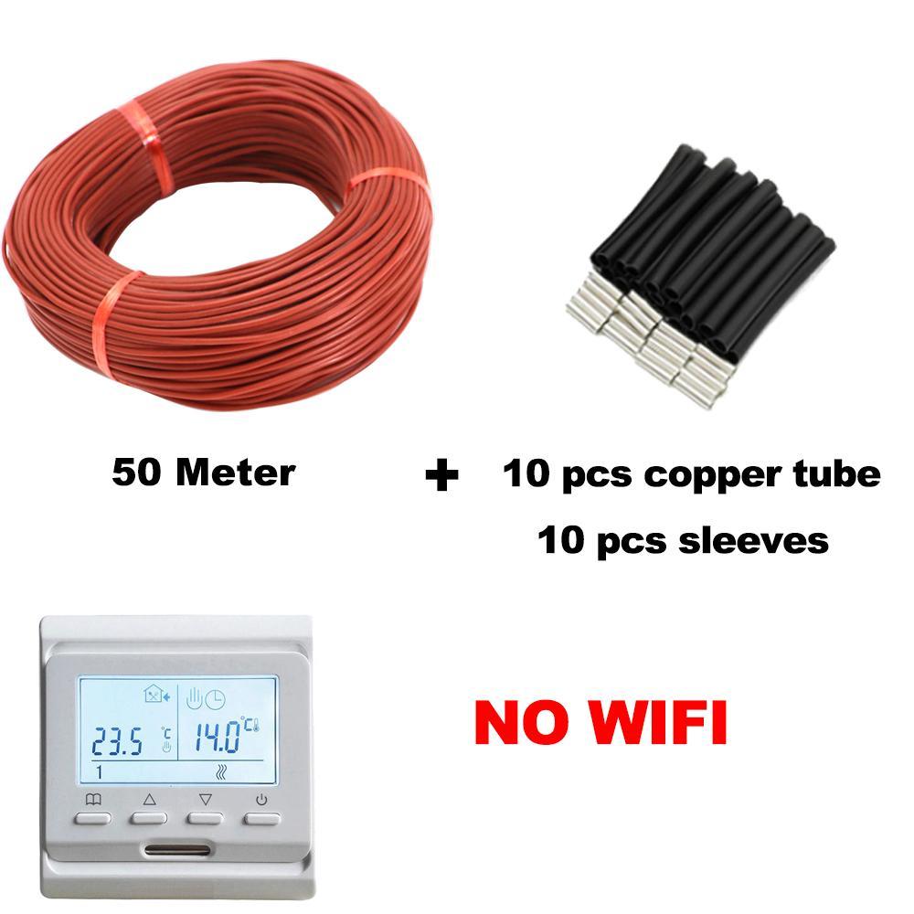 50M topný kabel a termostat podlahového vytápění 12K podlahový teplý drát 33ohm/m s programovatelnou regulací teploty