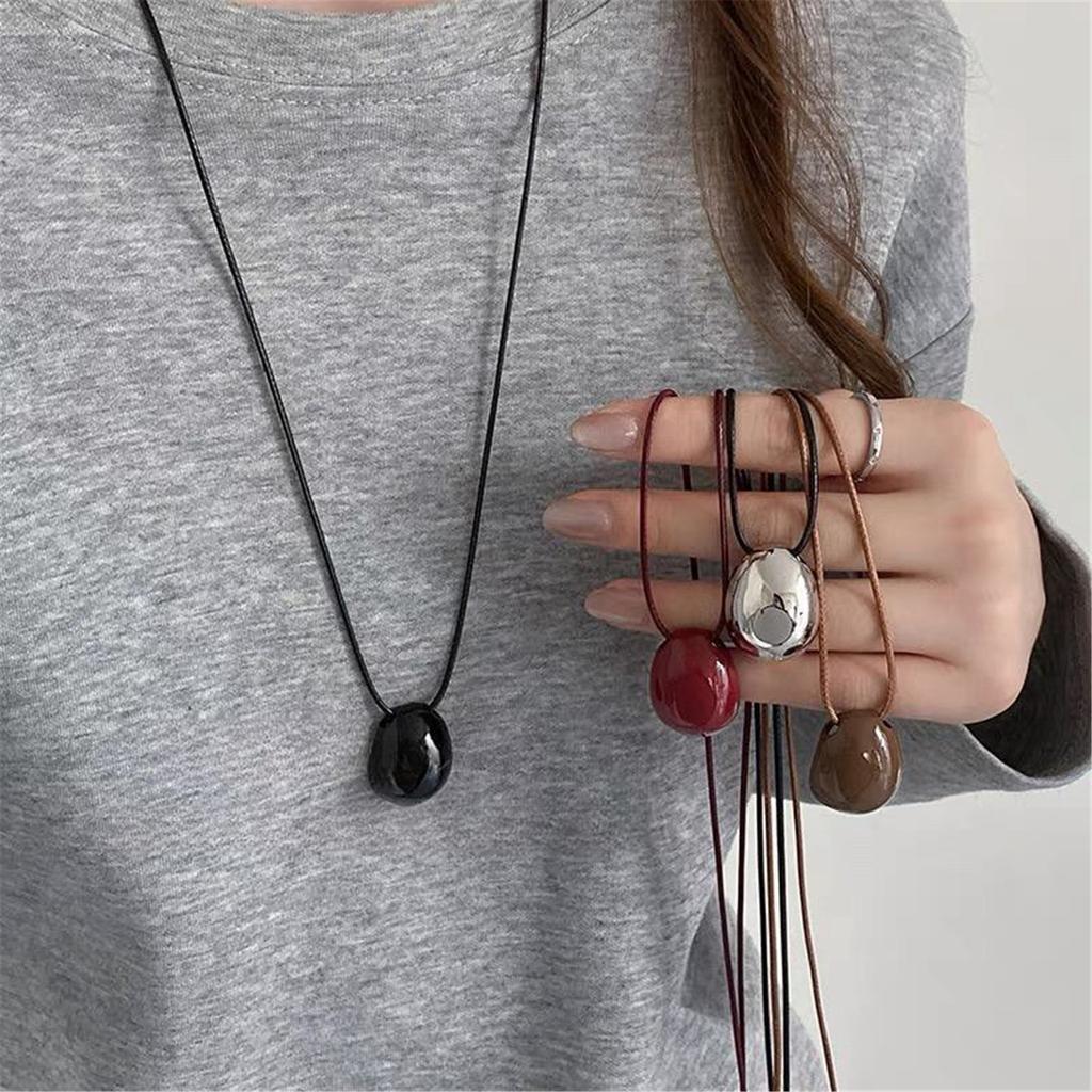 Trendy Long Wax Rope Necklace Adjustable Length Necklace Chic Designs Neck Chain Jewelry For Everyday Outfits