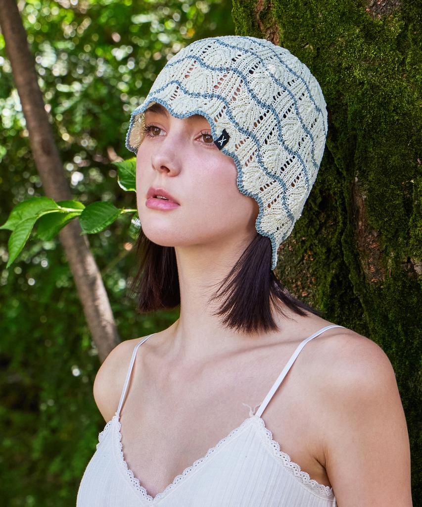 Bajal Va Label Wave Line Beanie Ivory