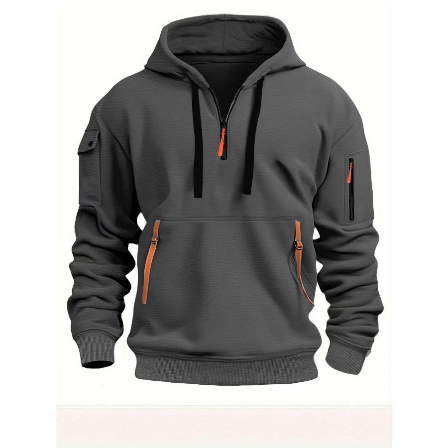 Autumn Men's Hoodies Winter Zipper Multi Pocket Sweatshirts Male Warm Clothes Hoodie Sports Leisure Sweatshirt