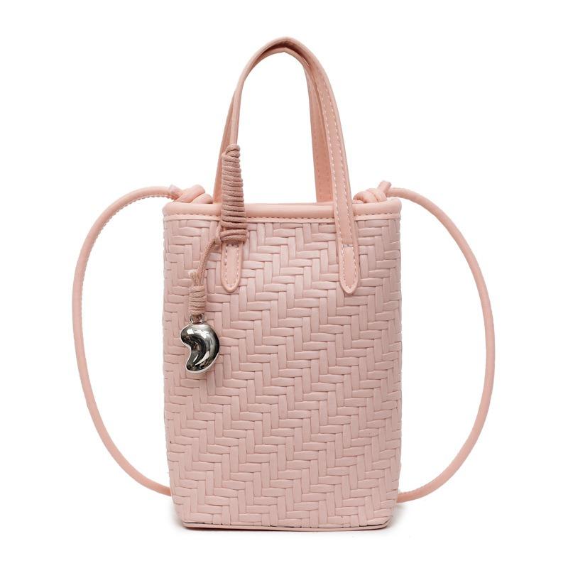 High-end portable small bag women's new fashion woven bucket bag summer shoulder oblique span bag