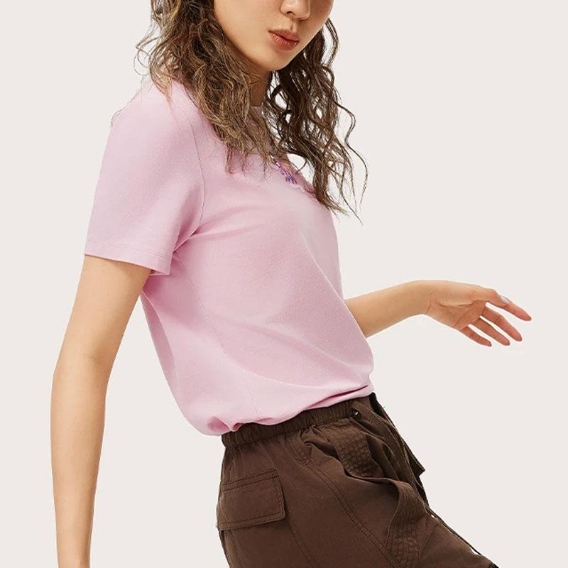 Li Ning Chinese Culture Series Printed Casual Slim Fit Short Sleeve T-Shirt Women T-Shirt Flower-Branch-Pink AHSU330-3