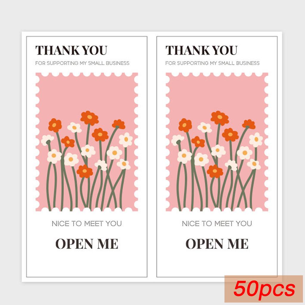 50 Pcs Flower Thank You Stickers Seal Labels For Gift Or Commodity Decor Stickers Small Business Packaging Sealing Stickers