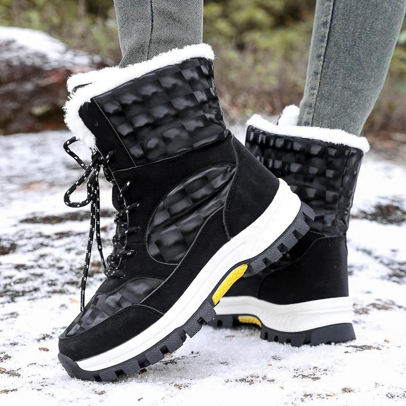 Fashion Winter Women Boots  Autumn Winter Plush Waterproof Anti Slip Platform Super Warm Lace Up Non-slip Outdoor Snow Boots 2025