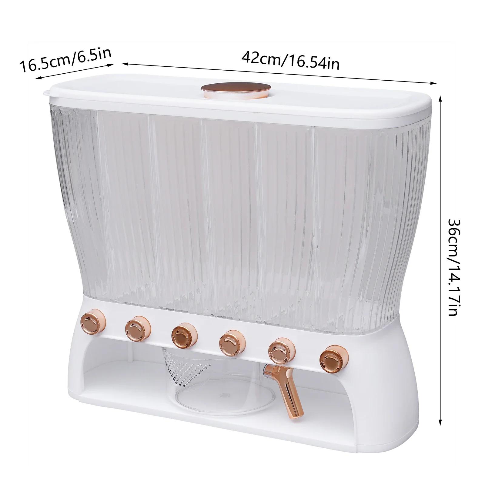 

Durable For Kitchen Cereal Storage Dispenser Six-grid Dry Food Dispenser With Rice Hopper білий