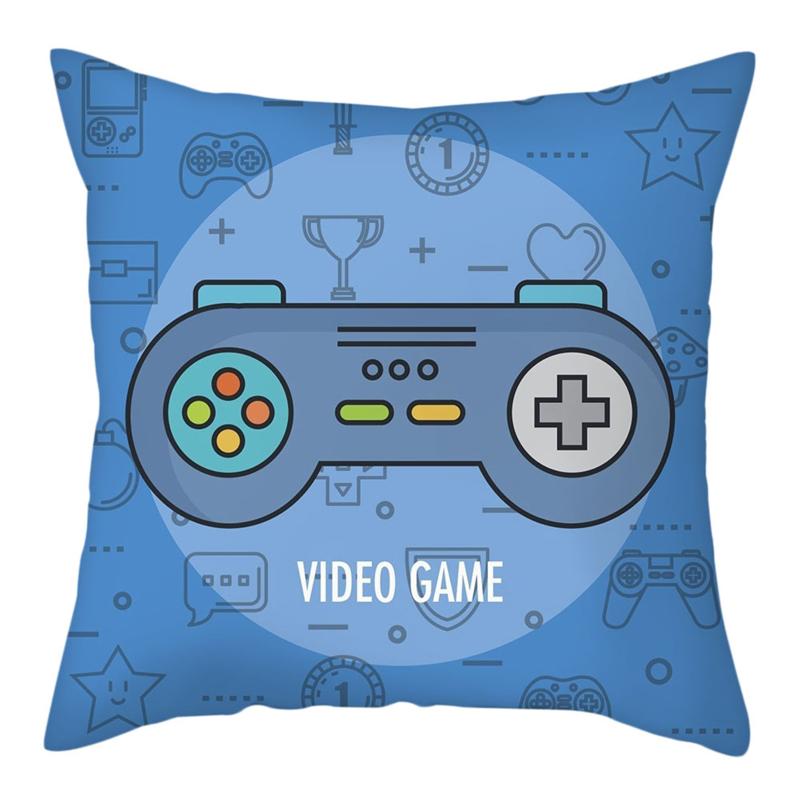 New Game Lover Modrý Potah na polštář Klávesnice Rukojeť Headset Throw Pouzdro na polštář Herní křeslo Dekor do auta Ochrana pasu na polštář