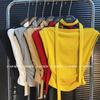 Summer new Korean version design sense niche one-word shoulder short-sleeved T-shirt women's pure desire style slim-fitting and thin top