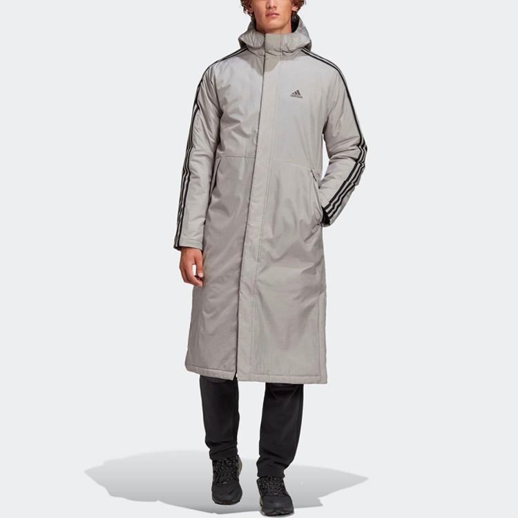 Adidas Puffer Jackets Men's Gray Hooded Thickened Other (Unisex) Puffer Jackets GE9993