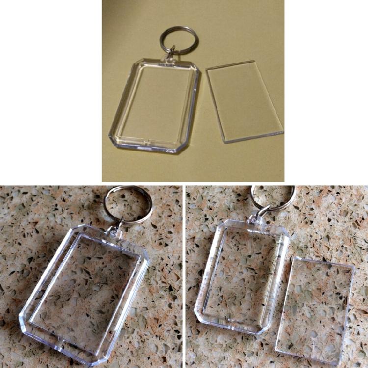 10 Pcs Various Shapes Acrylic Keychain Picture Frame Keyring with Split Rings