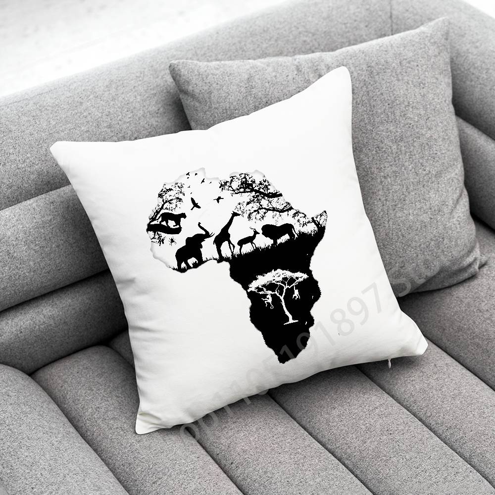 Africa Map ART Throw Pillow Case For 50x50cm 40x40cm 55x55cm 45x45cm 30x30cm Square Bedroom Pillowcase Cover
