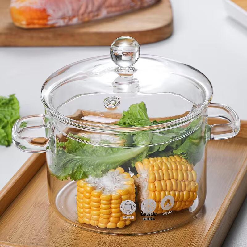 ZISIZ 1900ml Transparent Glass Stew Pot