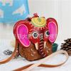 Erste Schicht Rindsleder Cartoon Baby Elefant Münzbeutel Kinder Umhängetasche Karten Schlüssel Münzen Elefant Schulter Klappe Rucksack