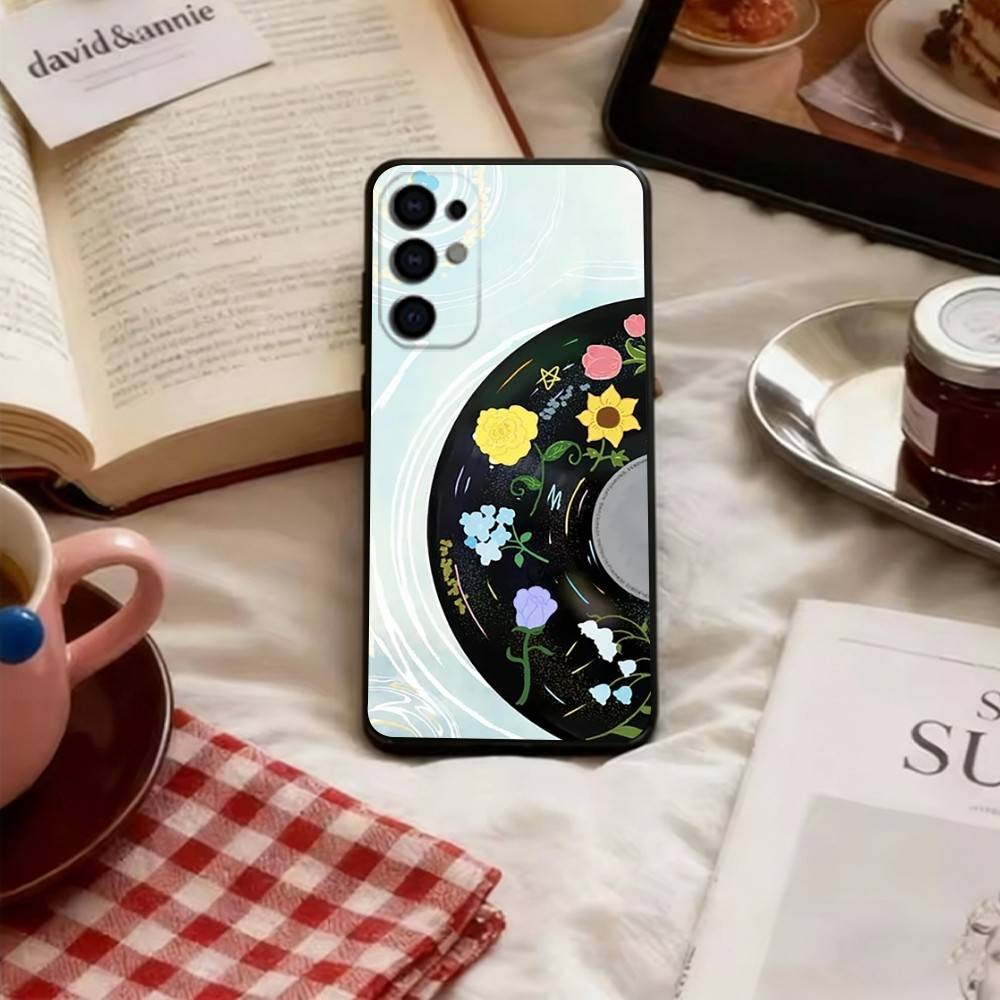 

Flower Record Phone Case For Samsung S25,S24,S21,S22,S23,S30,Ultra,S20,Plus,Fe,Soft Silicone Black Cover Samsung S21fe
