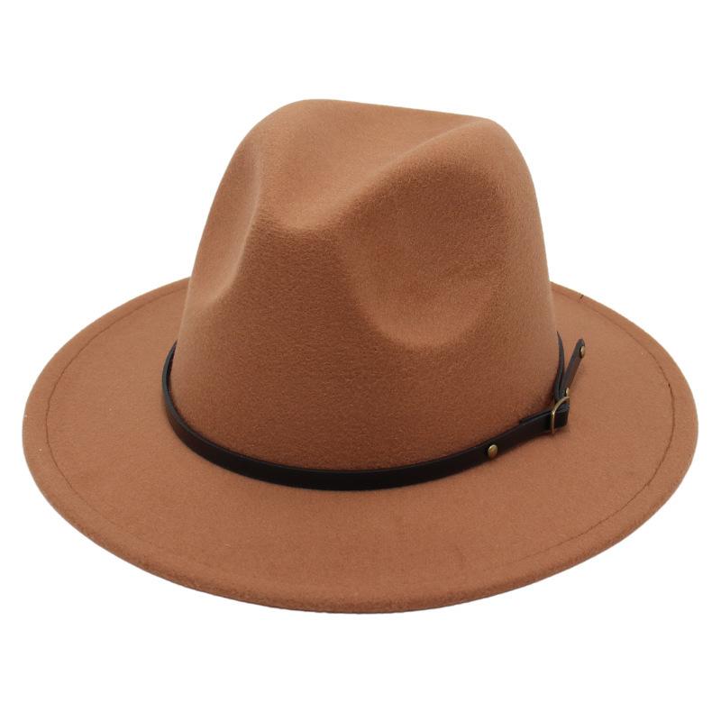 Amazon Simple Top Hat Suit British Jazz Hat Men'S And Women'S Felt Hat Foreign Gas Belt Buckle Tweed Hat Jackson
