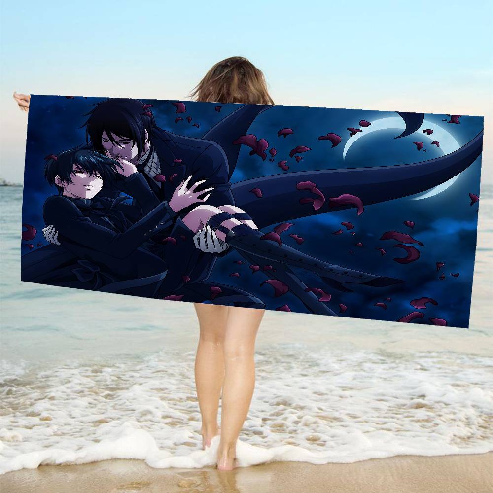 Manga Series Black Butlers Anime Beach Swimming Towel Soft Absorbent Washcloth Children's Gifts for Kids Travel Camping Gym