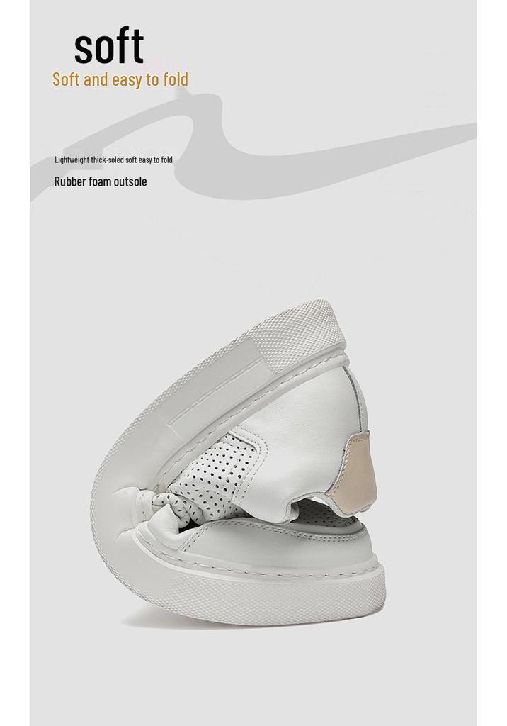 Men's Retro White Platform Sneakers with Thick Sole and Breathable Design