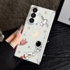 Magnetic Adsorption Phone Case For Samsung Galaxy Z Fold 7 6 5 Fold7 Fold6 Fold5 5G Cute Astronaut Print Clear Shockproof Cover