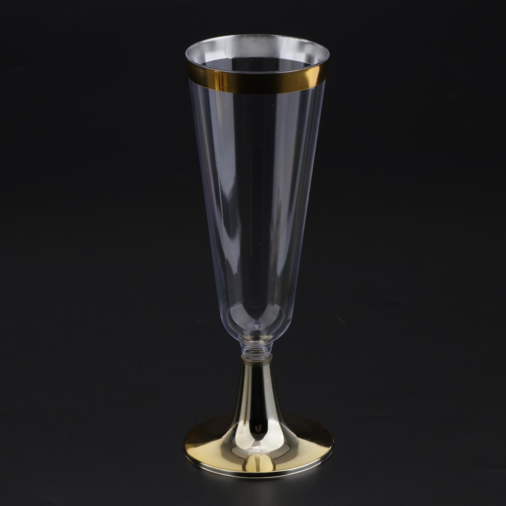 12x Disposable Plastic Champagne Cups with Rose Gold/Gold