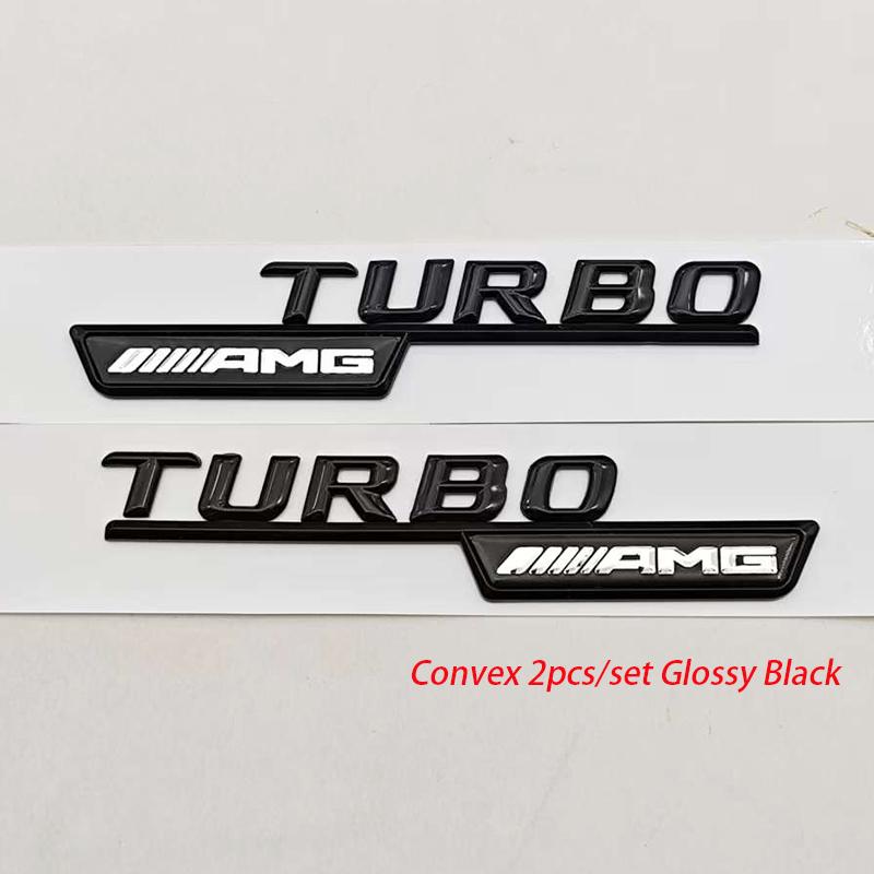 

3D ABS Chrome Black Car Styling Logo Turbo AMG Emblem Fender Side Badge For Mercedes Benz AMG Class Sticker Accessories 2Pcs