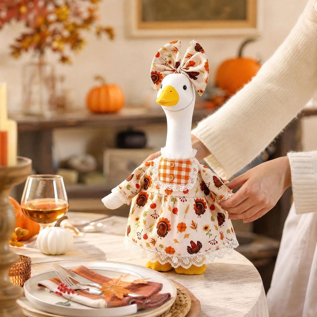 Porch Clothing Floral Turkey Outfit Set for Thanksgiving Yard Decor Holiday Costume for Outdoor Statue