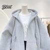Autumn Winter Women Large Pocket Solid Color Warm Thick Jacket Hooded Zipper Female Long Sleeves