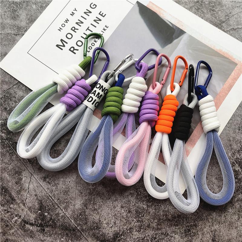 10PCS Luxury Braided Lanyard Fluorescent keychain Lanyard for keys Universal ornaments for bags rope pendant phone charm
