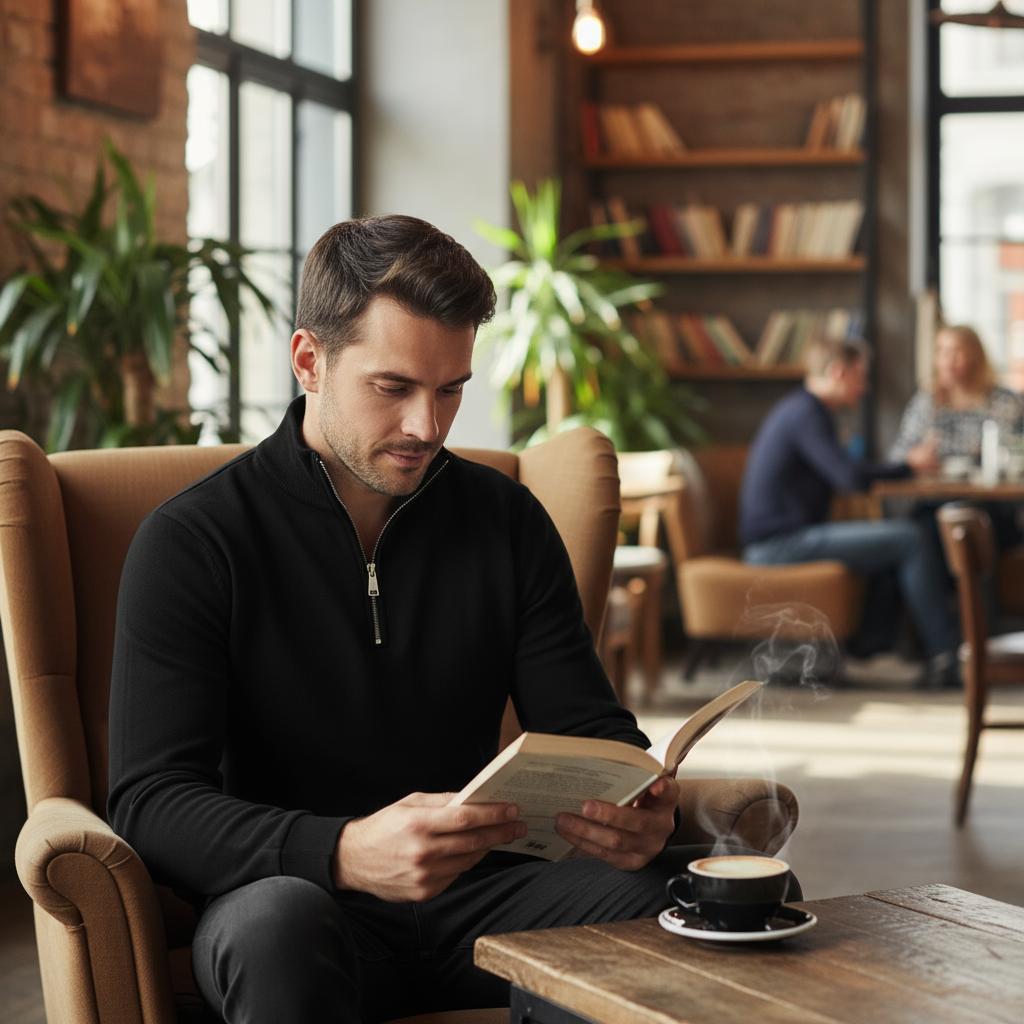 Men's Quarter Zip Pullover Sweater - Solid Color Long Sleeve Casual Top Slim Fit Half Zip Sweatshirt for Autumn & Winter Outwear