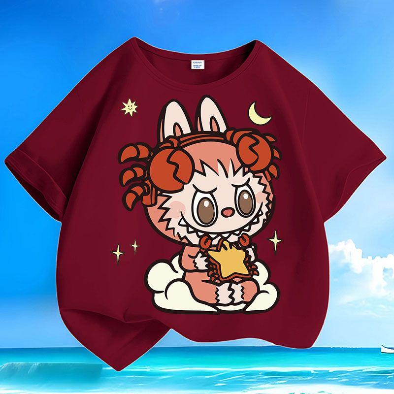

Pure Cotton Fashionable Cartoon T-shirt for Children, Summer Casual Top for Boys and Girls 160