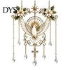 Spiritual Room Ornament Stained Glass Effect Blessing Suncatcher, Acrylic Angel Prayer Window Hanging with Faux Crystal Charm for Home Garden