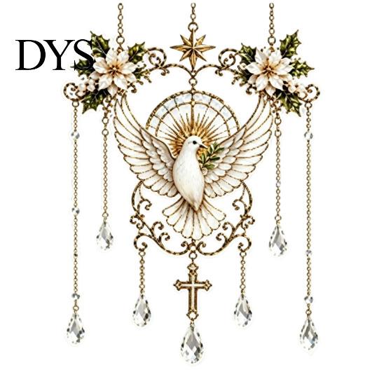 Spiritual Room Ornament Stained Glass Effect Blessing Suncatcher, Acrylic Angel Prayer Window Hanging with Faux Crystal Charm for Home Garden