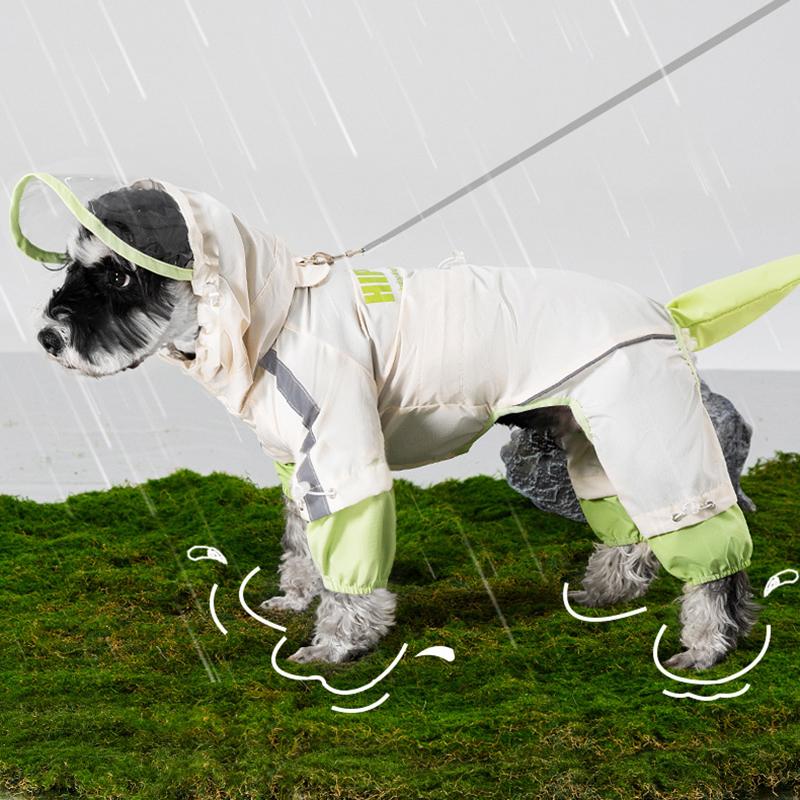 Summer Dog Raincoat Adjustable Reflective Punch Poncho Rainy Day Out Four Legs All Inclusive Pet Clothes
