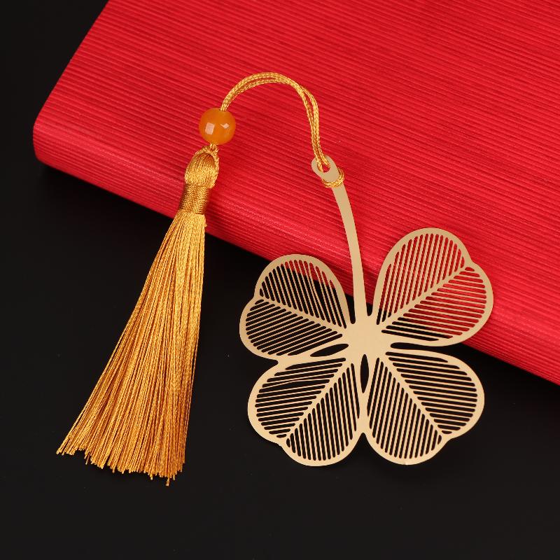 Chinese Style Stationery Retro Metal Bookmarks Hollow Ginkgo Biloba Maple Leaf Lotus Vein Book Marks Gifts