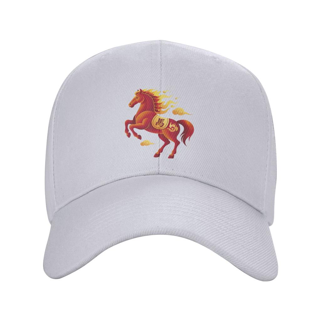 Fire Horse Red Chinese Zodiac Lunar New Year 2026 Baseball Cap Men Print Hip Hop Hats Summer Fashion Outdoor Sports Baseball Cap